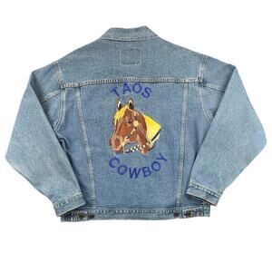 Vintage Canadian Denim Jacket Taos Cowboy Horse Embroidery Western Jean Jacket L